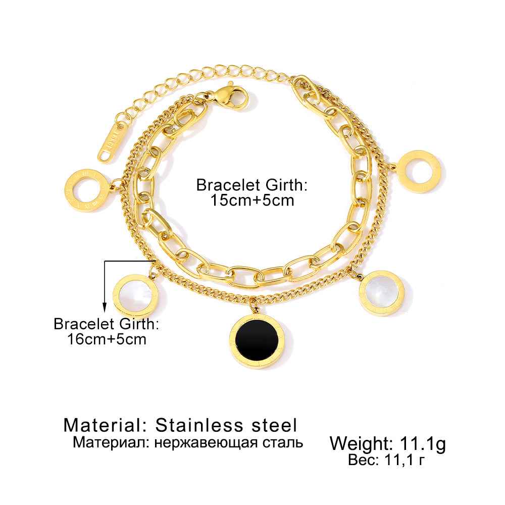 Double-Layers Gold S-Steel Bracelet With Charms - Elegant & Stylish Jewelry for Every Occasion