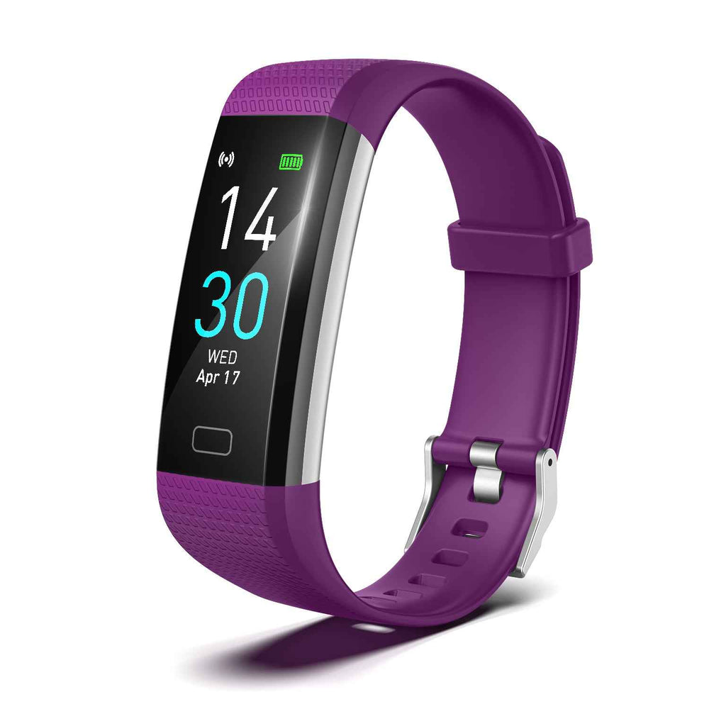 Purple: “S5-4 fitness bracelet with purple adjustable buckle strap”