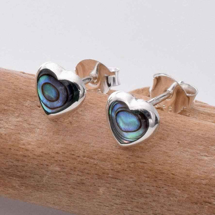 Elegant Abalone Heart Stud Earrings - 925 Silver Gemstones for Everyday Charm