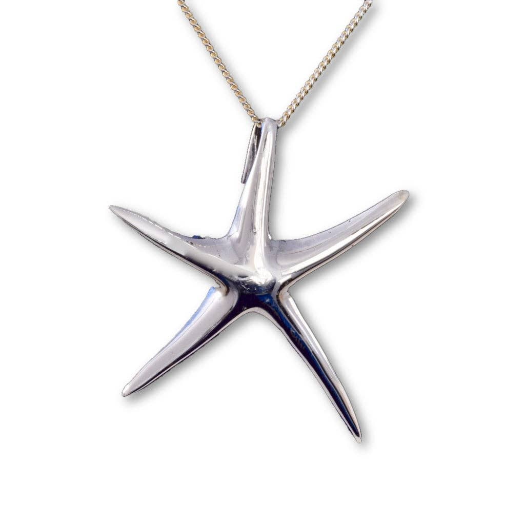 Polished Sterling Silver Starfish Pendant | 27mm x 33mm