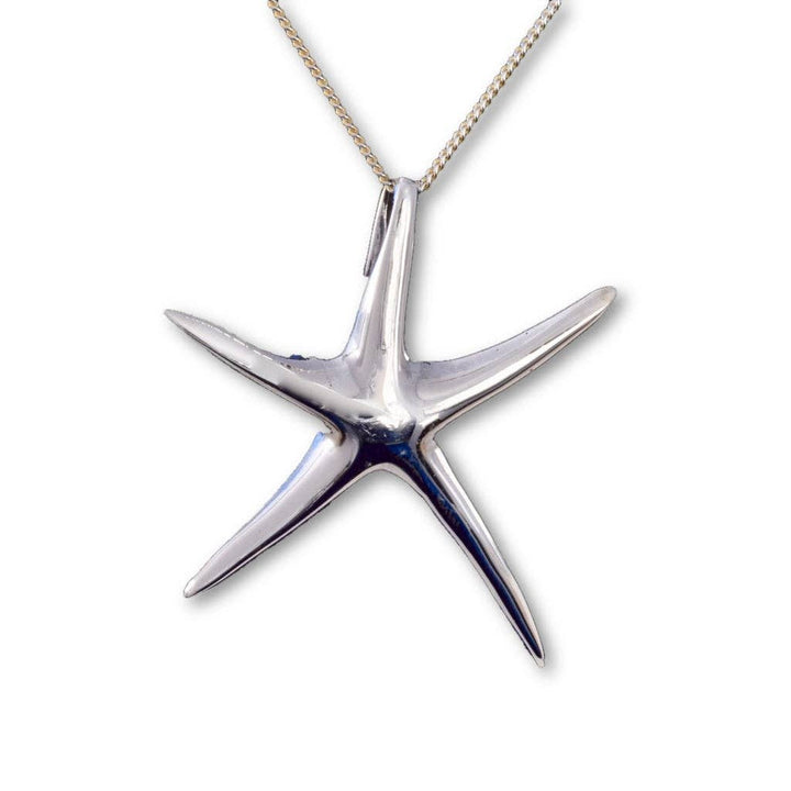 Polished Sterling Silver Starfish Pendant | 27mm x 33mm