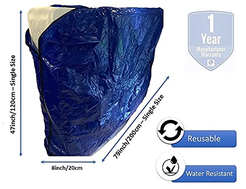 Durable Mattress Storage Cover for Moving - Reusable Zippered Protection for Your Mattress - Blue Single