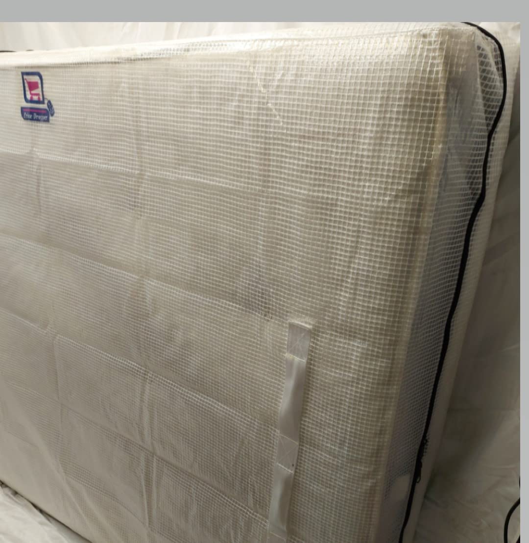 Mattress Moving Protector Cover & Storage Bag - Thick Strong Transparent Wrap - Reusable Water-Resistant PE Tarp Polyester Yarn TP Case - Clear Bag with Zipper & 8 Handles - Double (79 * 59 * 10in)