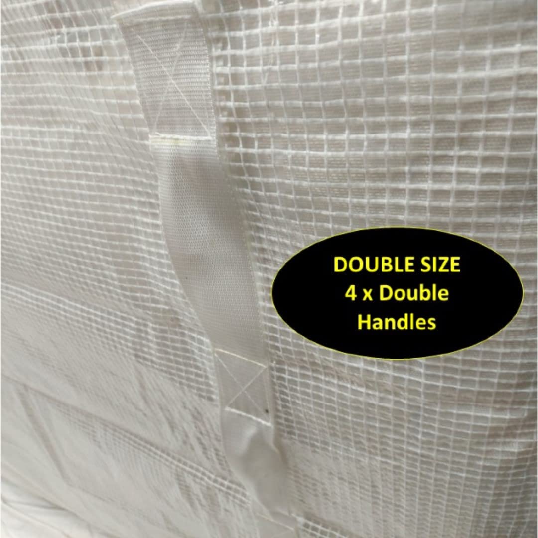 Mattress Moving Protector Cover & Storage Bag - Thick Strong Transparent Wrap - Reusable Water-Resistant PE Tarp Polyester Yarn TP Case - Clear Bag with Zipper & 8 Handles - Double (79 * 59 * 10in)