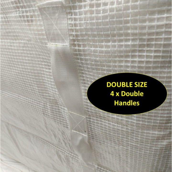 Mattress Moving Protector Cover & Storage Bag - Thick Strong Transparent Wrap - Reusable Water-Resistant PE Tarp Polyester Yarn TP Case - Clear Bag with Zipper & 8 Handles - Double (79 * 59 * 10in)