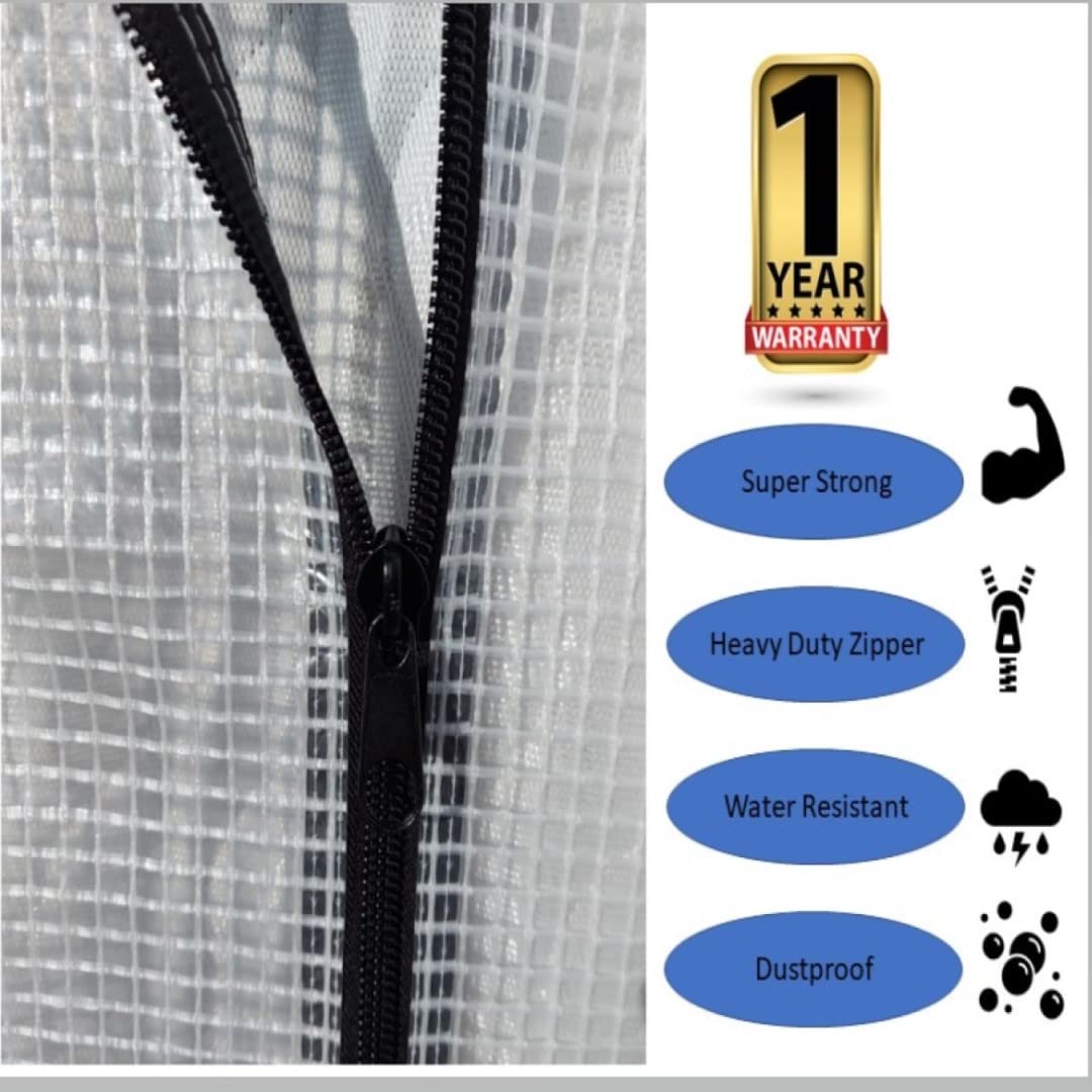 Mattress Moving Protector Cover & Storage Bag - Thick Strong Transparent Wrap - Reusable Water-Resistant PE Tarp Polyester Yarn TP Case - Clear Bag with Zipper & 8 Handles - Double (79 * 59 * 10in)