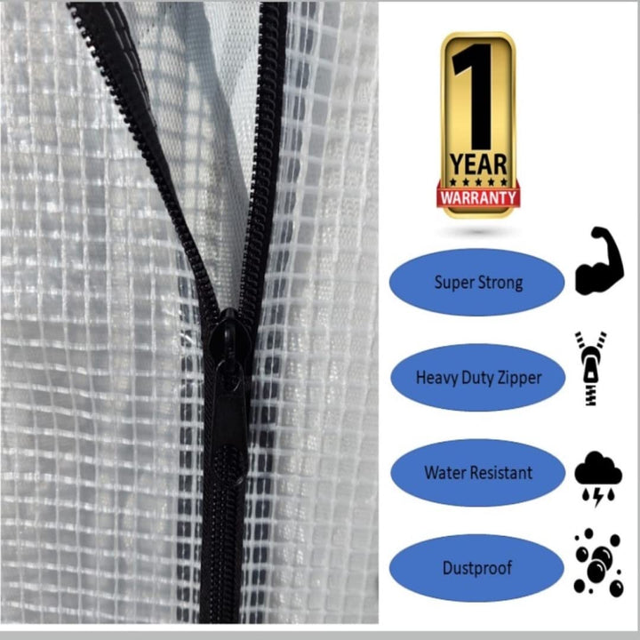Mattress Moving Protector Cover & Storage Bag - Thick Strong Transparent Wrap - Reusable Water-Resistant PE Tarp Polyester Yarn TP Case - Clear Bag with Zipper & 8 Handles - Double (79 * 59 * 10in)