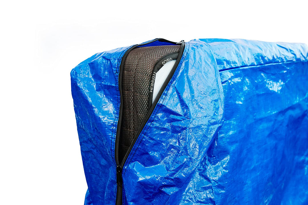 Heavy-Duty Mattress Storage Cover - Reliable Water-resistant Zipper Bag for Moving and Protection -Blue Double