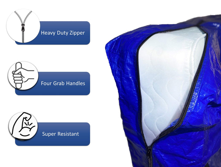 Heavy-Duty Reusable Mattress Storage Cover - Water-resistant Queen Size Protector with Secure Zipper Seal for Moving