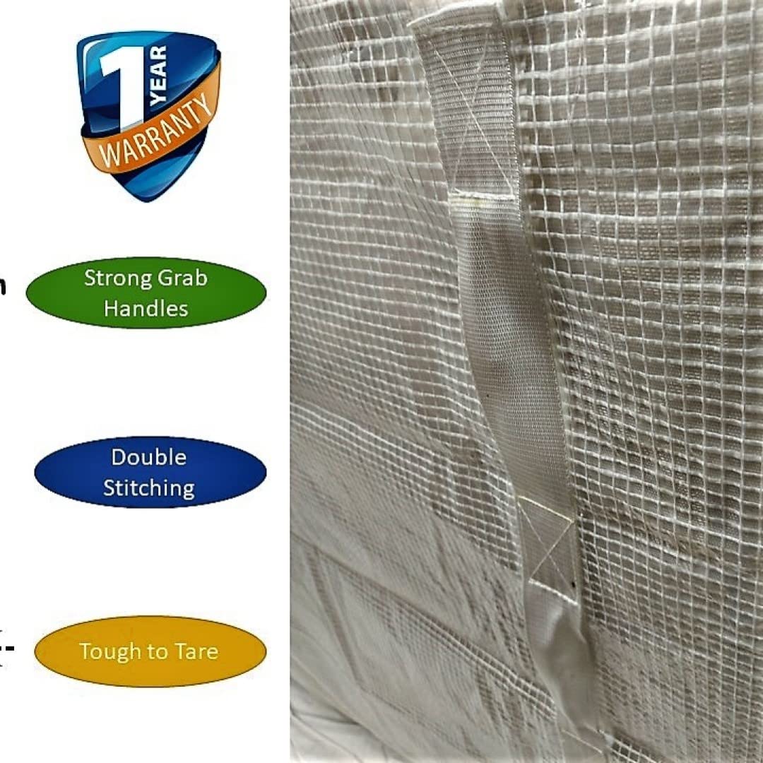 Mattress Moving Protector Cover & Storage Bag - Thick Strong Transparent Wrap - Reusable Water-Resistant PE Tarp Polyester Yarn TP Case - Clear Bag with Zipper & 8 Handles - Double (79 * 59 * 10in)