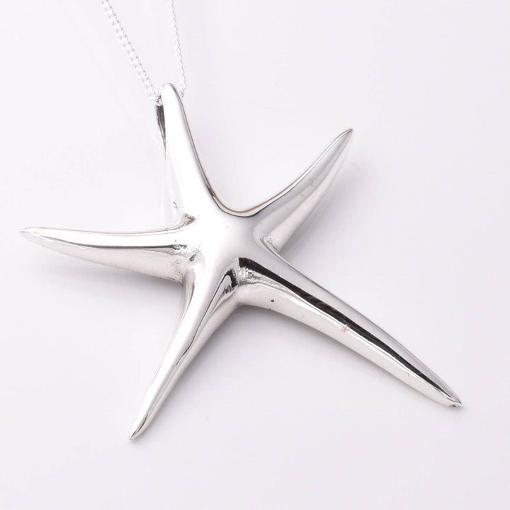 Polished Sterling Silver Starfish Pendant | 27mm x 33mm