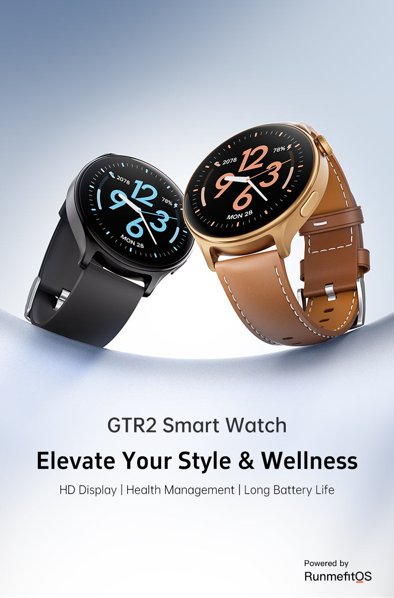 GTR2 - Women’s & Men’s Smartwatch for Android & IOS – 2” HD Touch Screen – Built-in Bluetooth, GPS & Alexa Technology – IP67 Waterproof – Health & Fitness Tracker: 100 Sport Modes – 5 Color Smartwatch Straps – (BLACK / black silica strap))