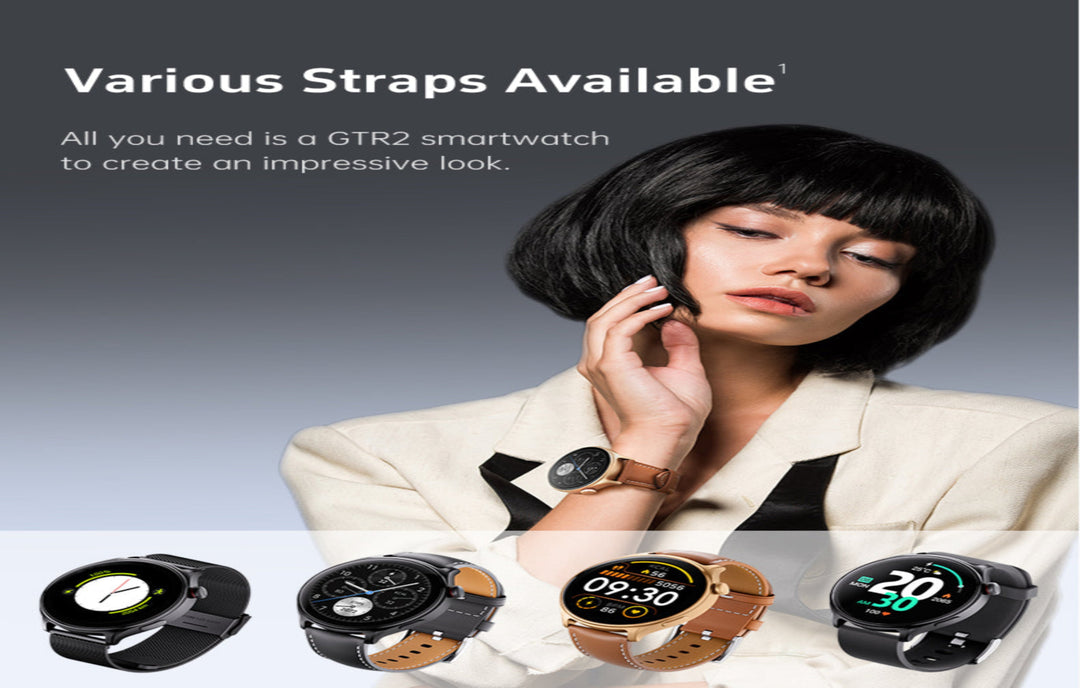 GTR2 - Women’s & Men’s Smartwatch for Android & IOS – 2” HD Touch Screen – Built-in Bluetooth, GPS & Alexa Technology – IP67 Waterproof – Health & Fitness Tracker: 100 Sport Modes – 5 Color Smartwatch Straps – (BLACK / black silica strap))