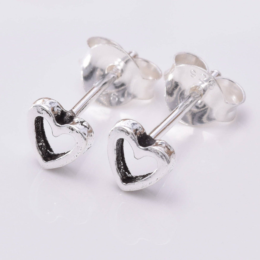 Sterling Silver Tiny Heart Stud Earrings | 5mm