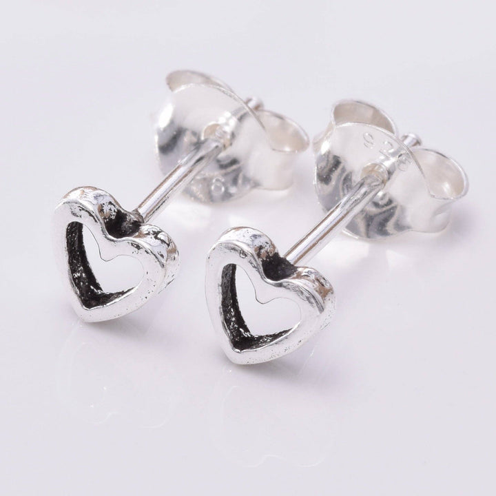 Sterling Silver Tiny Heart Stud Earrings | 5mm