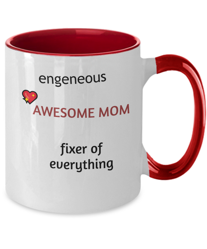 AWESOME MOM	Two Tone Coffee Mug red 11oz - funny gift personalised
