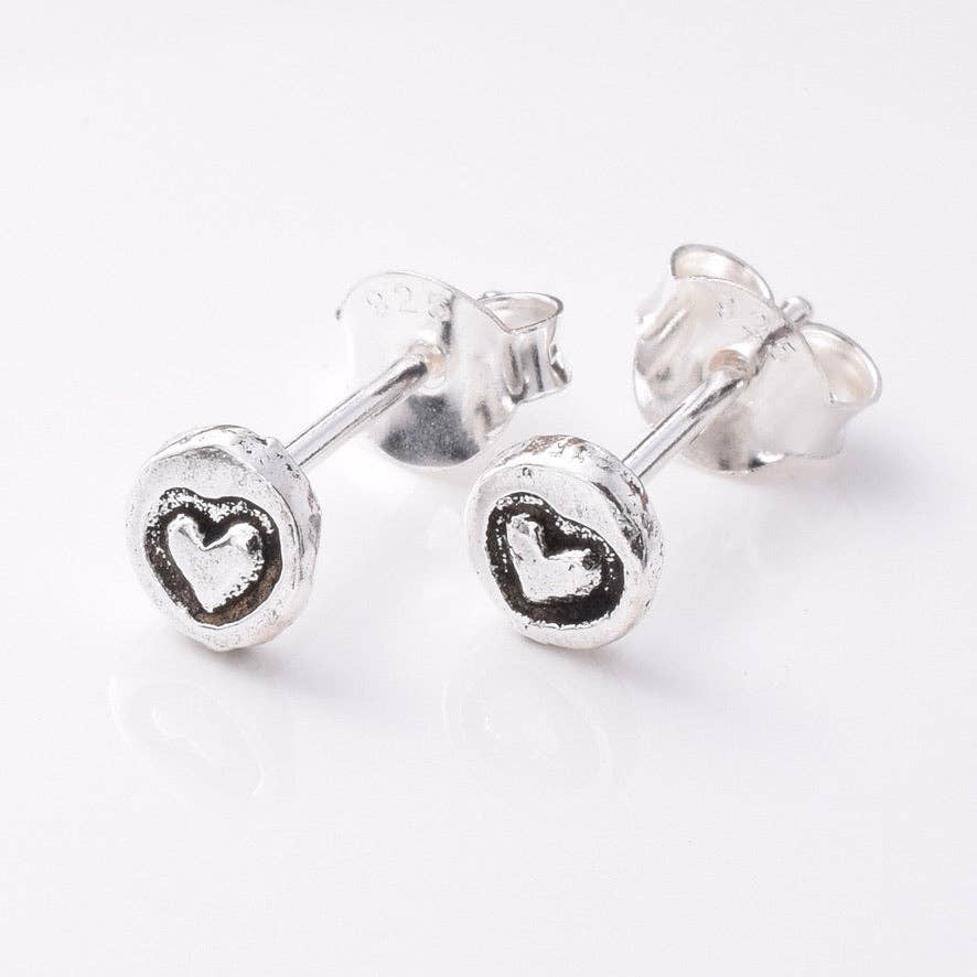 Sterling Silver Heart Stud Earrings | 4.5mm