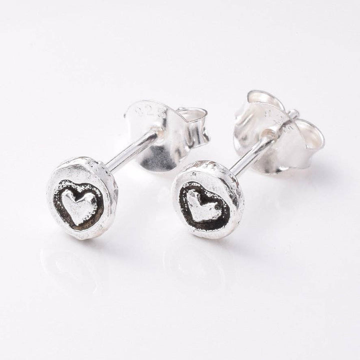Sterling Silver Heart Stud Earrings | 4.5mm