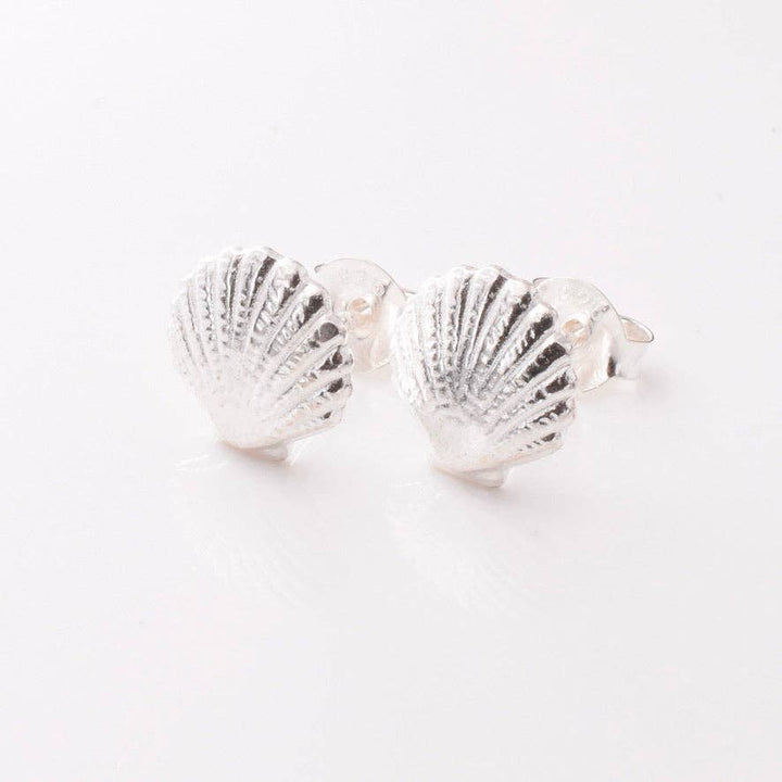 Sterling Silver Scallop Stud Earrings | 8mm
