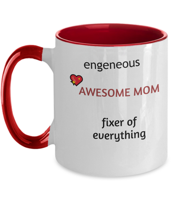 AWESOME MOM	Two Tone Coffee Mug red 11oz - funny gift personalised