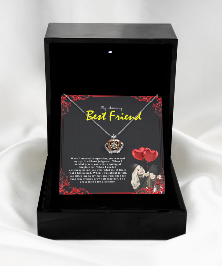 Amazing Best Friend - Crown Pendant Necklace, certified handmade jewelry and crafted of genuine 925 sterling silver materials.